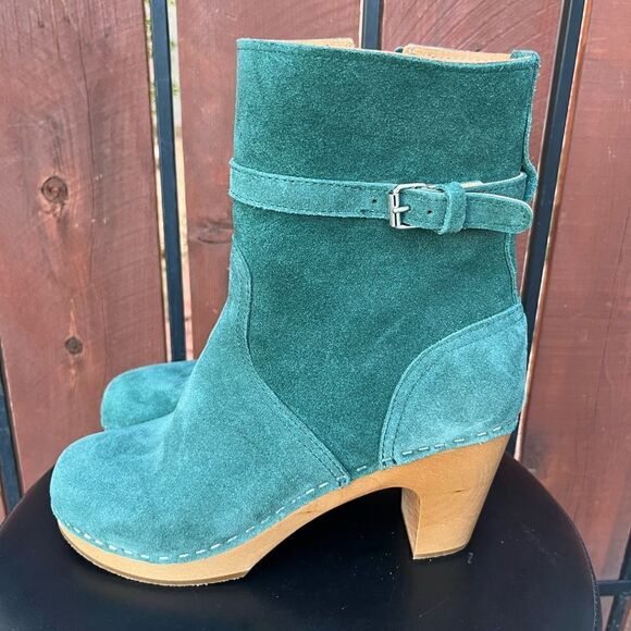 Swedish Hasbeens High-Heeled Jodhpur Boots green suede size 39EU - Picture 3 of 11